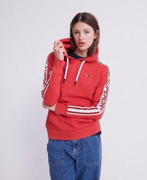 Superdry Modern Coral Label Sport Női Kapucnis Pulóver Piros | RPANI8513